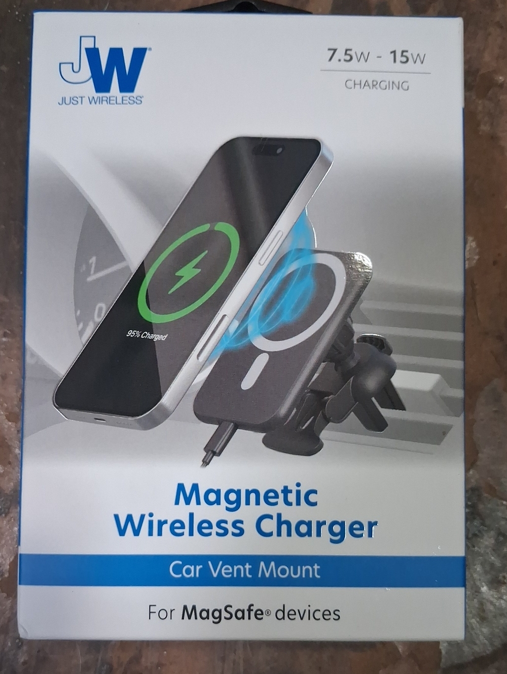 Magnetic Wireless Charger Car Vent Mount - Black